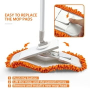 JEHONN Microfiber Dust Mop with 1 Pad for Wet Dry Floor Cleaning (Orange)