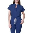 thumbnail image 2 of Pink Scrubs,Scrubs Sets for Women 2 Pieces Plus Size Yoga Medical Stretch Wide Leg Jogger Fitted Scrubs for Women Set - Navy - S, 2 of 4