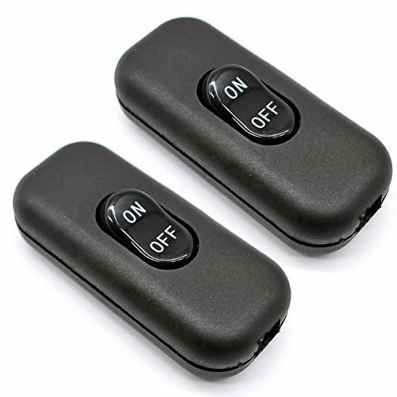 Inline Cord Switch 2 Pack,AC 250V 6A On/Off Lamp Control Appliance Switch Rocker for Table Lamp Desk Bed LED Lights,Black