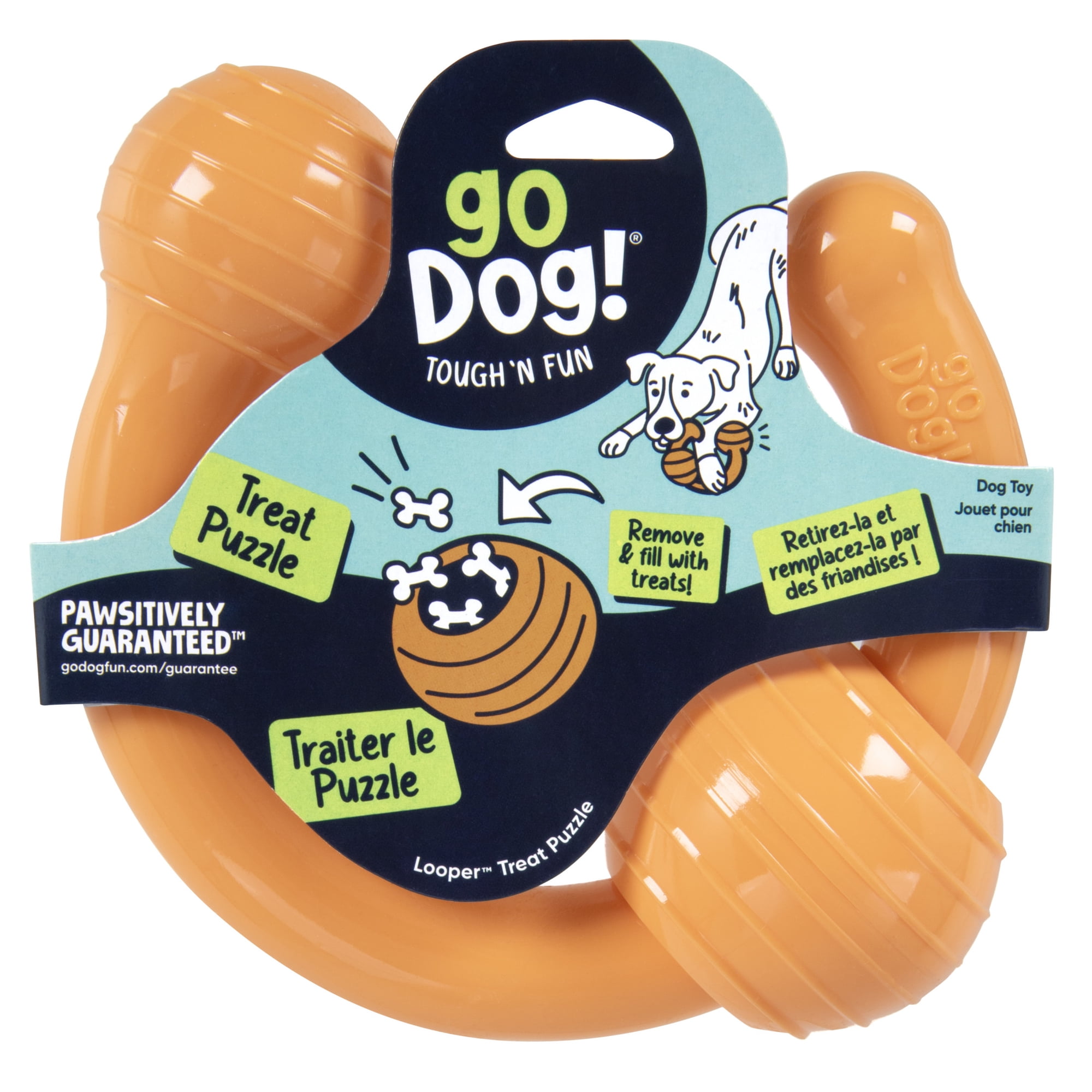 goDog Looper Puzzle Dog Toy, Orange, One Size