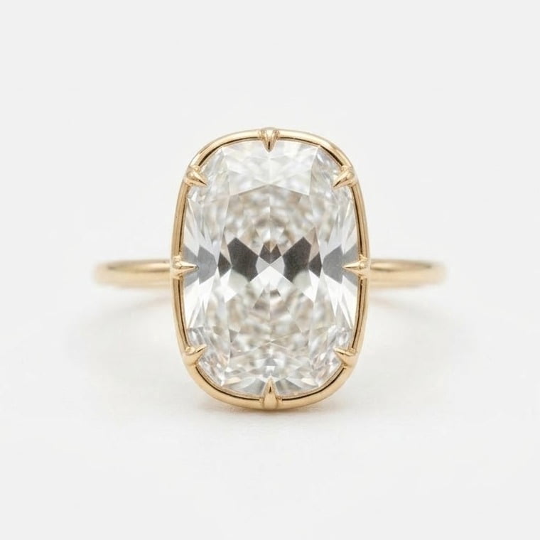 Elegant Cushion Cut Solitaire Diamond Ring Large Cushion Diamond Engagement Ring Statement Ring, Proposal Ring April Birthstone Ring Handmade Jewelry