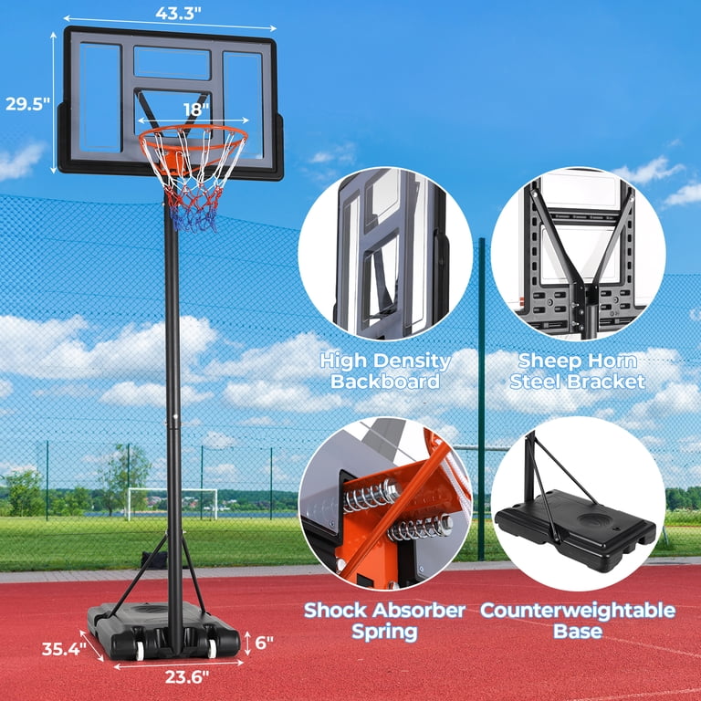 ♡HOOPEY♡  LAZY BUDDY 44in Portable Basketball Hoop, Height Adjustable 4.4ft