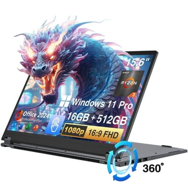 Jumper 16" Touchscreen Windows 11 Laptop with 16GB DDR4 640GB Storage, 2 in 1 Convertible Computer, 4-Core Intler Celeron N5095, 360° Flip, 1yr Office 365 Free
