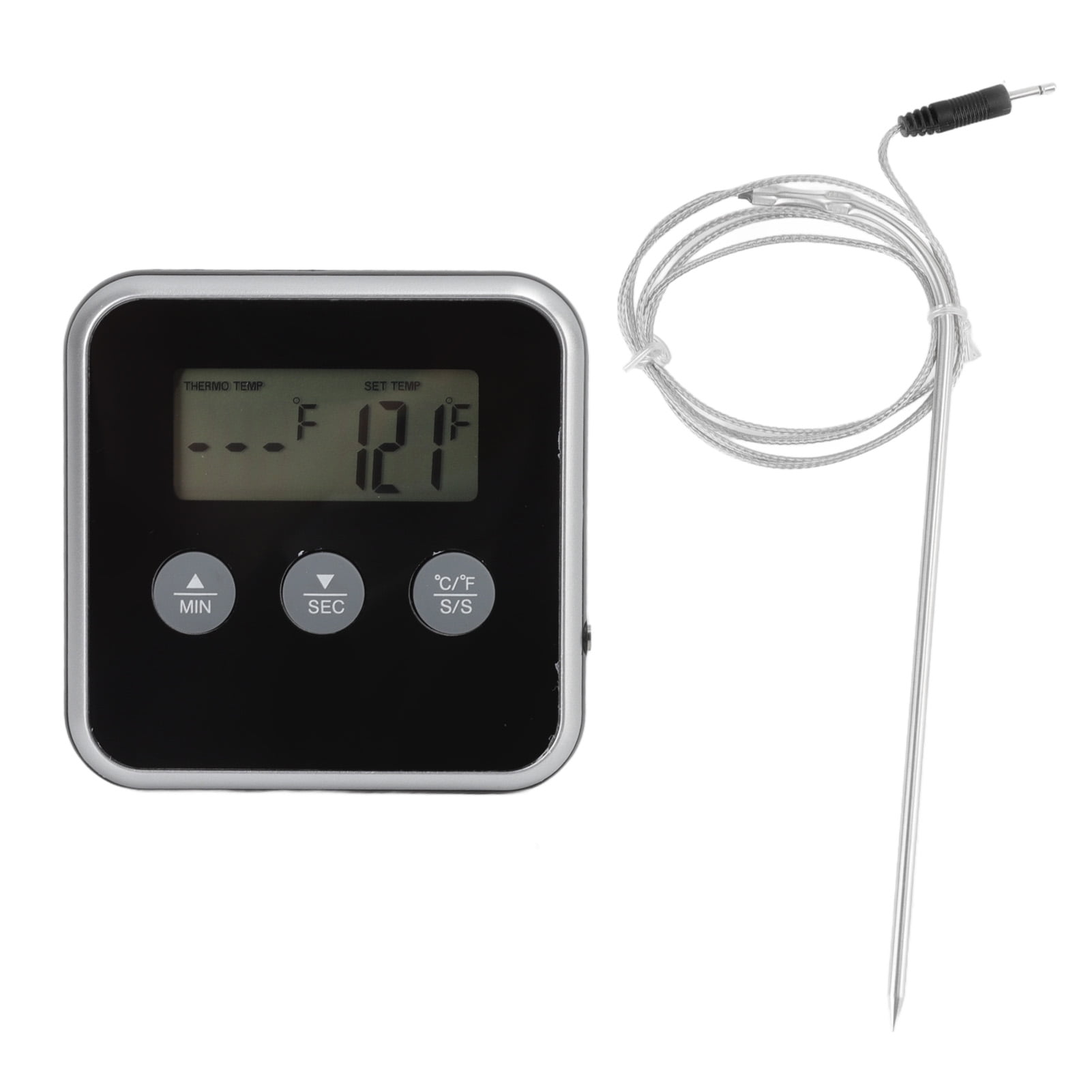 Thermomètre De Four Numérique Thermomètre De Gril Alimentaire Affichage LCD Sonde Longue 2 Unités Thermomètre à Viande Numérique Minuterie pour Barbecue Industriel Kichen
