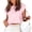 Pink, variant on Bat Sleeve Women's Short Sleeve Summer Curled Cropped Top Casual Round Neck Solid Color T-Shirt