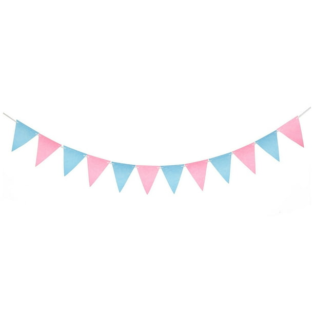Ounissouiy Banderas de guirnalda modernas y duraderas: agregue un toque de elegancia a la guirnalda de banderines de aplicación amplia para Kits de decoración para fiestas azul rosado