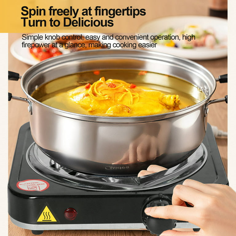 Wobythan 1000W Single Burner,Portable Electric Cooktop Camping Stove Mini  Hot Plate Heating 