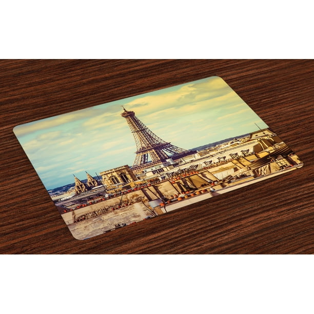 Eiffel Tower Placemats Set of 4 Eiffel Tower Historic Vintage Cityscape ...