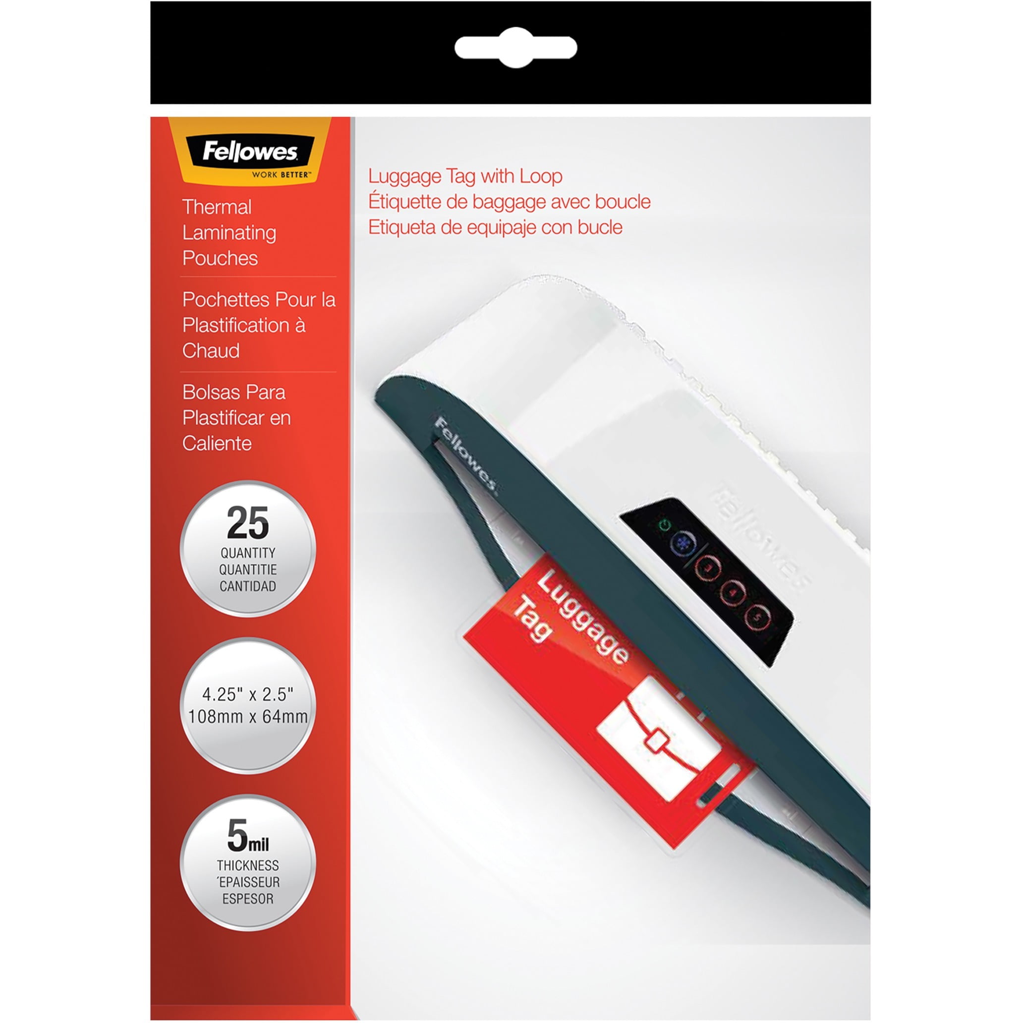 Fellowes 5Mil Luggage Tag Laminating Pouches