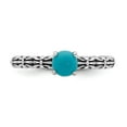thumbnail image 4 of 925 Sterling Silver Stackable Expressions Antiqued Turquoise Ring Size: 9; for Adults and Teens; for Women and Men, 4 of 5
