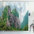 thumbnail image 1 of Ambesonne Mountain Shower Curtain, China Landscape Nature, 69"Wx84"L, Green Brown White, 1 of 3