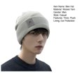 thumbnail image 7 of Eoperou Men Hat Solid Color Labeling Brimless Stretch Coldproof Beanie Hat Autumn Winter Plush Lining Ear Protection Hat Streetwear, 7 of 7