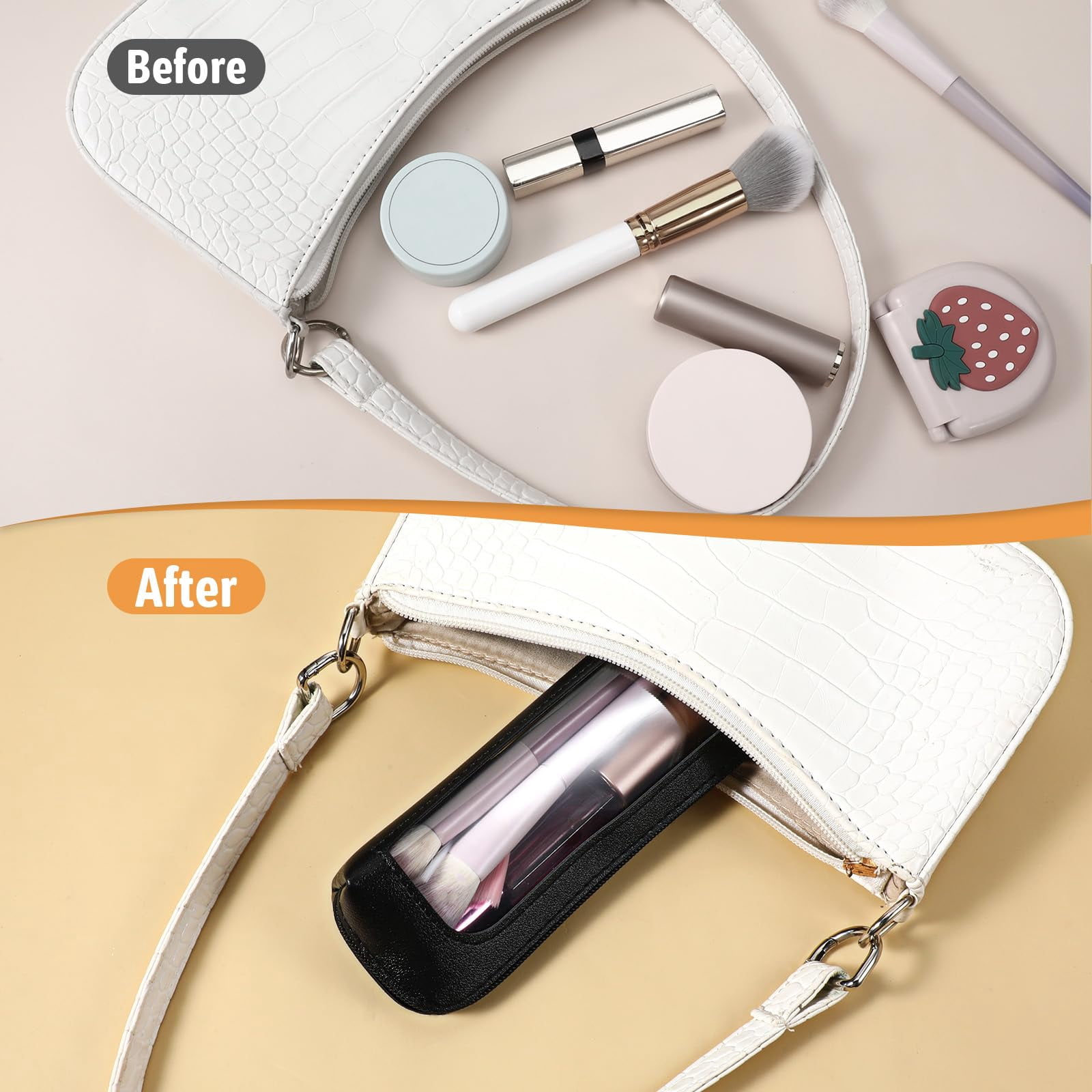 Makeup Brush Bag, Clear Makeup Bag Travel Makeup Brush Holder Toiletry Bag with Zipper Makeup Bag Purse Organizer for Women