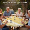 thumbnail image 3 of Round Outdoor Tablecloth with Umbrella Hole and Zipper, Vintage Pale Blue Striped Tablecloth with Elastic Waterproof, Farmhouse Modern Stripes Boho Patio Table Covers for 31" - 35" Pool Tables, 3 of 9