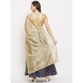 thumbnail image 3 of eloria Woman's Indian Ethnic Chunni, Silk blend Embroidered Golden Dupatta, Stole, Scarf Shawl Wrap, 3 of 4