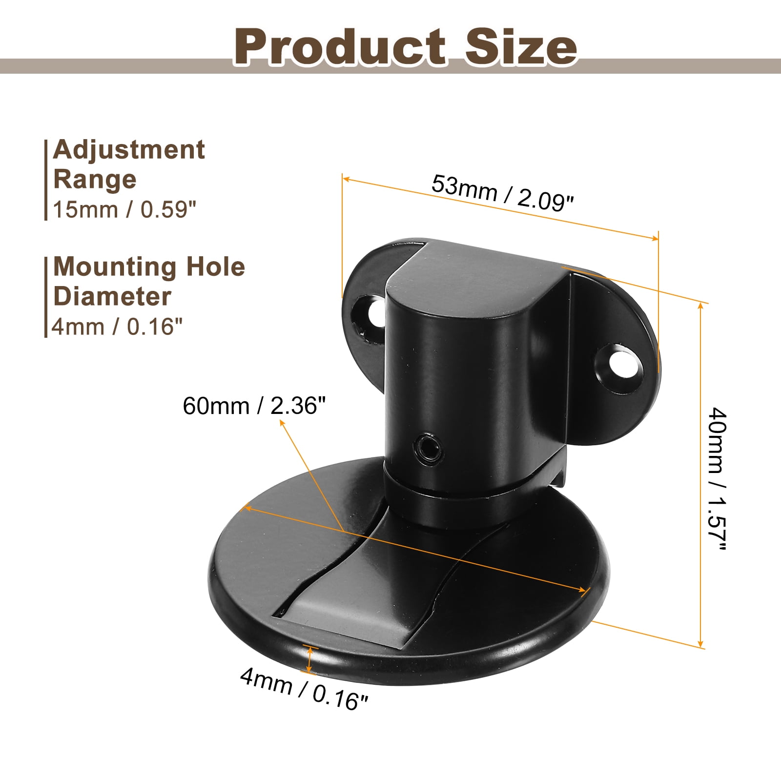 2Pcs Magnetic Door Stopper, Adjustable Floor Door Stop with Adhesive Tape Black