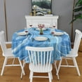 thumbnail image 2 of Blue White Tie Dye Swirl Pattern Round Tablecloth 60"x60",Wrinkle Wipeable Table Cloth for Kitchen Dining Room Picnic Patio Party, 2 of 6
