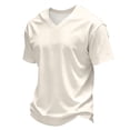 thumbnail image 2 of Trgacdwlo S-4XL Mens Big and Tall Shirts V Neck Short Sleeve Shirts for Men Gym Muscle Athletic Summer Quick Dry Beige Shirts for Men, 2 of 6
