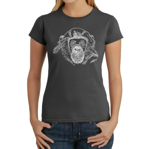 LA Pop Art Women's Word Art T-Shirt - Chimpanzee