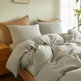 thumbnail image 4 of Muslin Duvet Cover Queen Size, 100% Washed Cotton Duvet Cover Set, Ultra Soft Comforter Cover Linen Like, 3 Pieces Minimalist Gauze Duvet Cover with 2 Pillowcases, 90"x90", Smoky-Green, 4 of 8