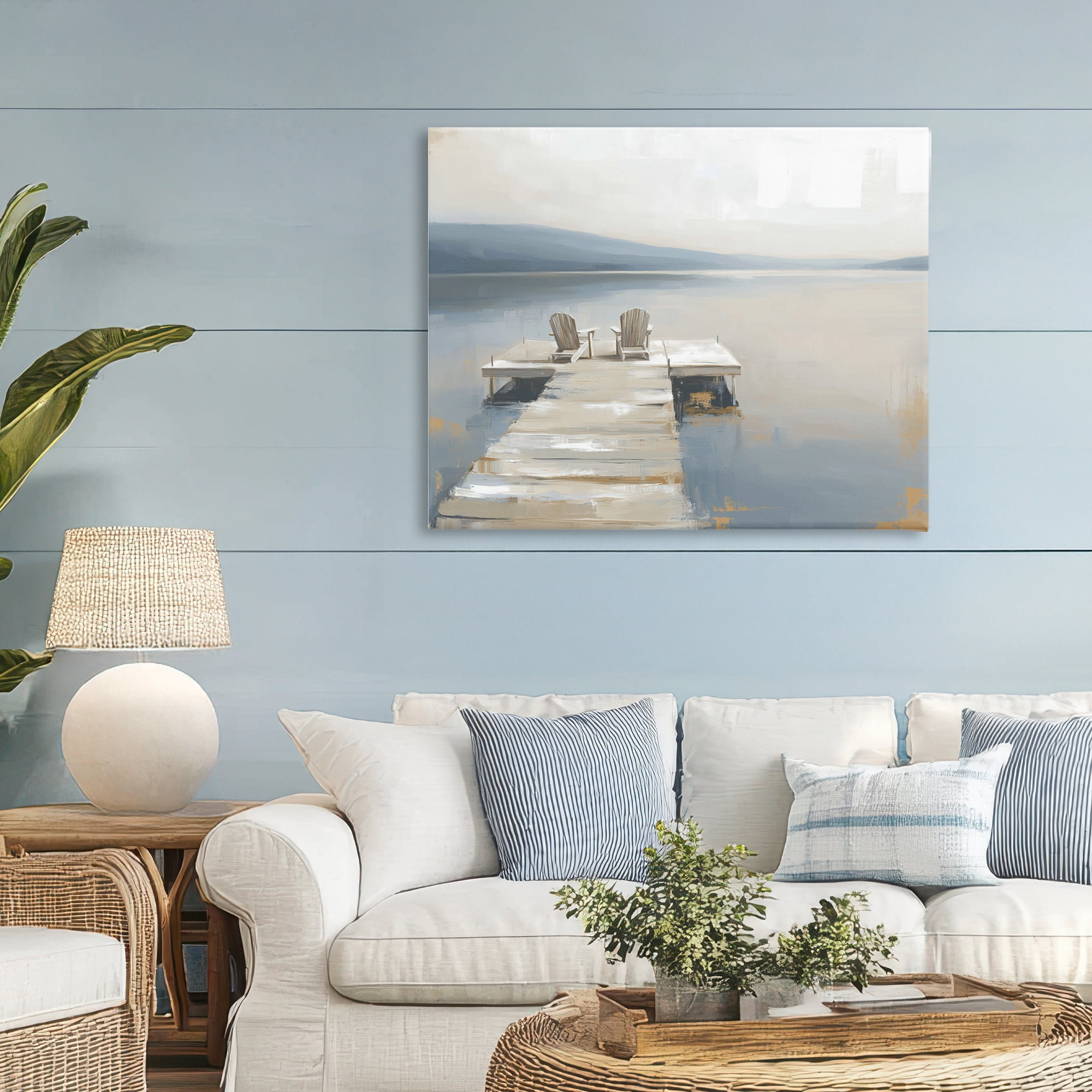 Stupell Industries Adirondack Chairs on Pier Canvas Wall Art, design by Kim Curinga