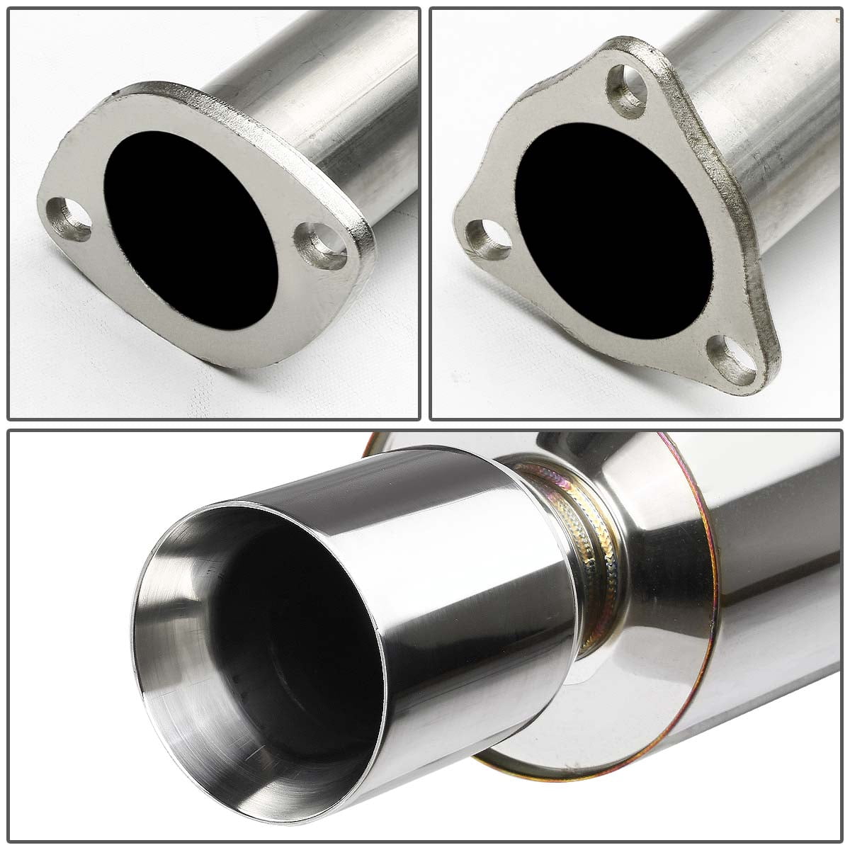DNA Motoring CBE-HA94L4-NRT For 1994 to 1997 Honda Accord CD 4Cyl Stainless Steel 4" Rolled Muffler Tip Catback Exhaust System 95 96