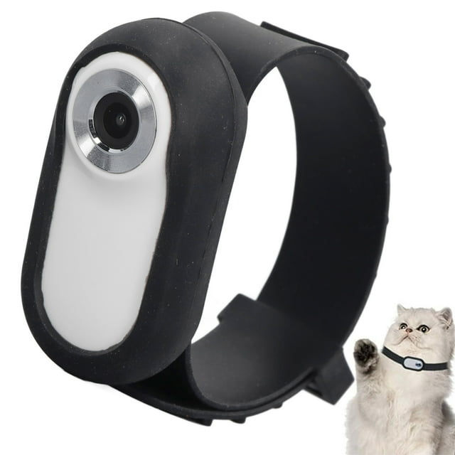 Pet Collar Camera, HD 1080P Cat Collar Camera Dog Collar Camera with 120 Wide Angle, Mini Action Camera for Video Records, for Mountain Biking Pets Traveling