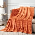 thumbnail image 6 of BEDELITE Fleece Blanket Orange Throw Blanket for Couch - 3D Ribbed Jacquard Cozy, Fuzzy, Fluffy, Plush Throw Blankets for Bed, Sofa 50x60 inches, 6 of 8