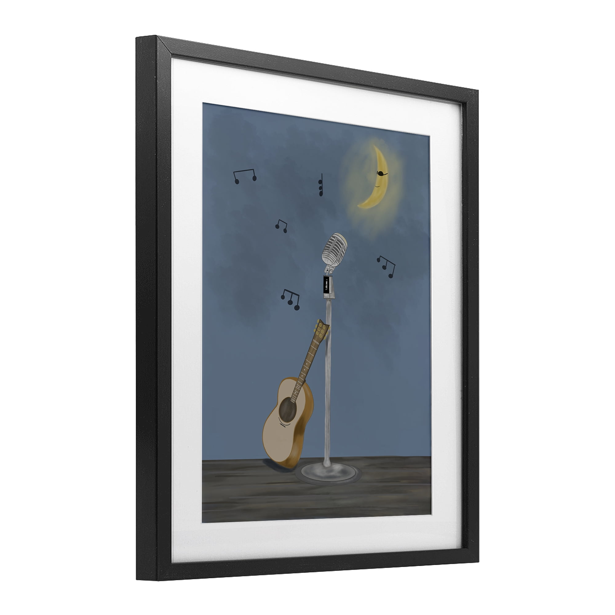 Stupell Industries Music And Moon Stage Black Framed Print Under Glass, design by Leslie Hermosa