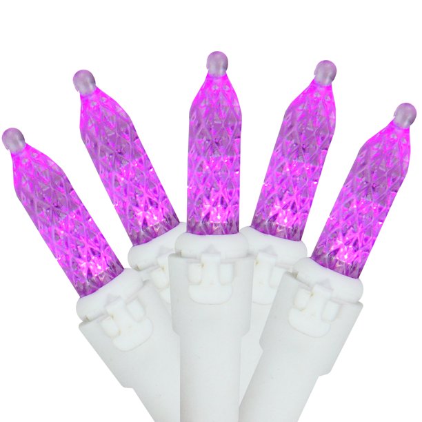 Set of 70 LED Pinkish Purple M5 Mini Christmas Lights White Wire