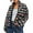 DarkBlue, variant on Lentta Women's Cropped Quilted Jacket Floral Printed LightWeight Padded Puffer Cardigan Coat Outwear