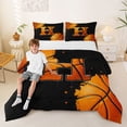 thumbnail image 2 of Castle Fairy Abstract Basketball Print Full Size Comforter Sets 3-Piece, Sport Theme Letter Bedding Comforter Set, Black Orange,Black Reversible,1 Comforter and 2 Pillowcases, 2 of 6