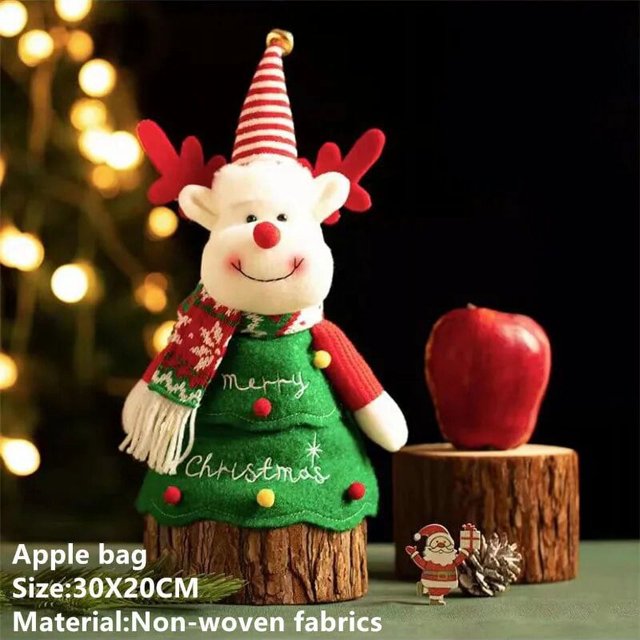 Bolsa de regalo de dulces de Reno de Navidad, sacos de Papá Noel de terciopelo con cordón, decoración de Navidad, regalo para niños, recuerdo de fiesta de año nuevo 2024