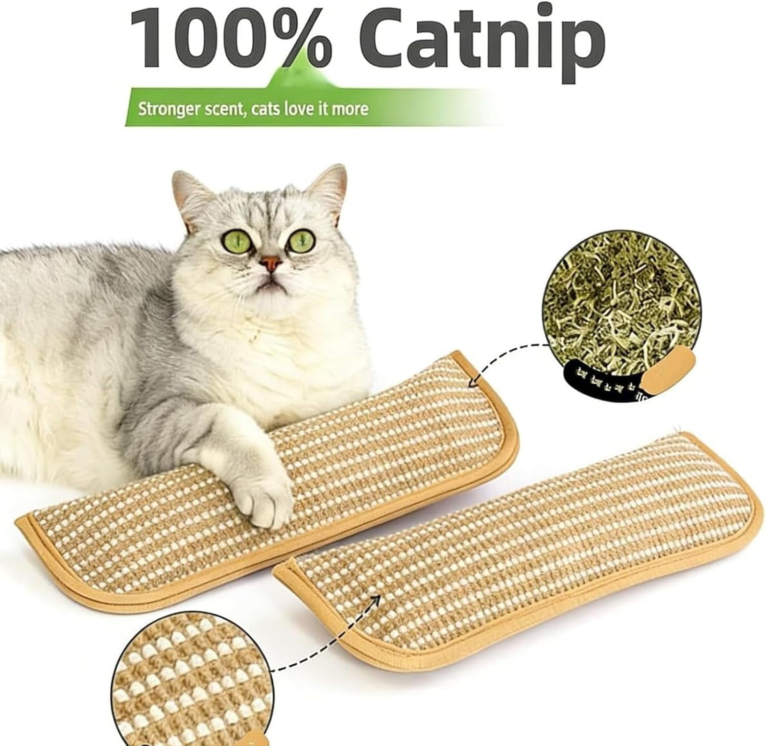 Interactive Refillable Catnip Chew Toy, Durable Sisal Kicker Pillow for Teething & Scratching, Suitable for Kittens & Adult Indoor Cats
