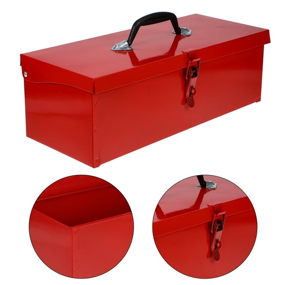 TOYMYTOY 1Pack Steel Portable Toolbox Iron Sheet Red Storage Box for Tools
