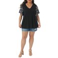 thumbnail image 2 of Agnes Orinda Women's Plus Size Floral Top Summer V Neck Flutter Short Sleeve Casual Blouses Tee 2025 2X Black, 2 of 6