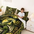 thumbnail image 3 of Feelyou Vintage Library Book Dragon Queen Sheet Sets for Men Women Kids, Retro Leaf Mushroom Bed Set, Green Gold, 4 Pieces, 3 of 5