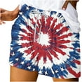 thumbnail image 2 of CFLVAEK 4th of July Shorts for Women Red White and Blue Tie Dye Patriotic Shorts Summer Casual Drawstring High Waisted Shorts with Pockets Vacation Beach Trendy Shorts XXL, 2 of 5