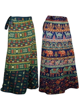 Mogul 2PC Animal Print Cotton Wrap Skirt for Women