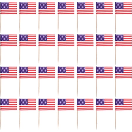 African Decor 200pcs American Flag Toothpicks Flags USA Cupcake Toppers Flags US Flag Pick Sticks Country Cocktail Picks for 4th of July Veterans Day Party Bar Events British Foods