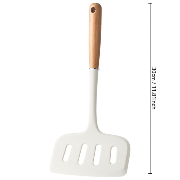 TACILIP Kitchen Gadgets, Silicone Spatula Turner with Wooden Handle Heat Kitchen Spatula for Nonstick Cookware Flexible Slotted Spatula for Flipping Eggs, Mom Gifts