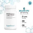 thumbnail image 6 of SuperSmart - Bifidobacterium Longum 6 Billion CFU per Day - Probiotics & Prebiotics | Non-GMO & Gluten Free - 60 DR Capsules, 6 of 9