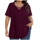 thumbnail image 1 of Mujeres Más Tamaño Manga Corta Tops, Moda Verano Color Sólido, V-Cuello Blusas, Más Tamaño Ropa de Verano para las Mujeres, 1 of 6