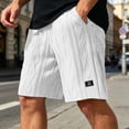 thumbnail image 3 of Mens Shorts Casual Summer Elastic Waist Textured Straight Leg Loose Fit Lightweight Lounge Shorts with Pockets, 3 of 5