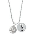 thumbnail image 1 of Delight Jewelry Silvertone Happy Moon Silvertone Script Initial Disc - J - Charm Necklace, 20"+3", 1 of 4