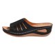 thumbnail image 1 of Bmisegm Ladies Summer Retro Solid Colour Hollow Fish Mouth Slope with Thick Bottom Beach Large Size Sandals Slippers Sandals Women Summer Black 6.5, 1 of 9