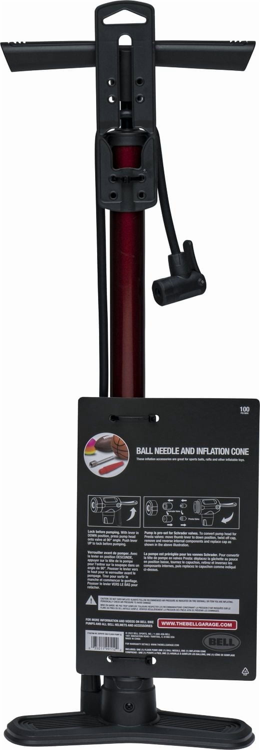 Bell Sports Zephyr™ 350 Floor Pump, 100 PSI max