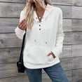 thumbnail image 5 of White Hoodies for Women A Solid Color Pocket Knitted Long Sleeved Loose Sweatshirt for Women Fall Tops for Women 2025, 5 of 6
