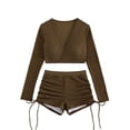 thumbnail image 1 of Gibobby Trajes de Baño para Mujer Bikini de talle para mujer con cuello en V, traje de baño de manga larga, bañador , conjunto de ropa interior deportiva(Café,M), 1 of 5