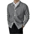 thumbnail image 2 of UTTOASFAY Winter Coats for Men Men's Lapel Knitted Sweater Cardigan Sweater Elastic Slim Sweater Gray XXL, 2 of 3